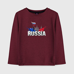 Детский лонгслив Russia объемный текст