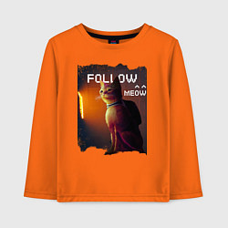 Лонгслив хлопковый детский STRAY FOLLOW MEOW, цвет: оранжевый