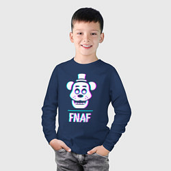 Лонгслив хлопковый детский FNAF в стиле glitch и баги графики, цвет: тёмно-синий — фото 2