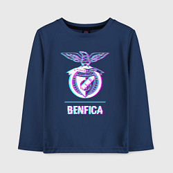 Лонгслив хлопковый детский Benfica FC в стиле glitch, цвет: тёмно-синий