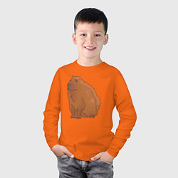 Лонгслив хлопковый детский Капибара сидит и думает о жизни, цвет: оранжевый — фото 2