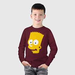 Лонгслив хлопковый детский Барт Симпсон - портрет, цвет: меланж-бордовый — фото 2