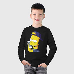 Лонгслив хлопковый детский Барт Симпсон разговаривает по мобиле, цвет: черный — фото 2