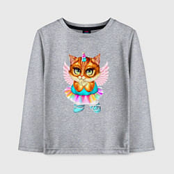 Лонгслив хлопковый детский Рыжая кошечка принцесса, цвет: меланж