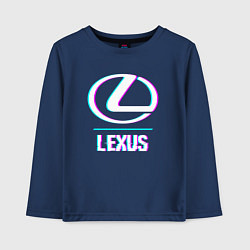 Лонгслив хлопковый детский Значок Lexus в стиле glitch, цвет: тёмно-синий