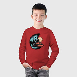 Лонгслив хлопковый детский Под волной на водном скутере, цвет: красный — фото 2