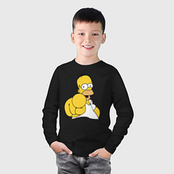 Лонгслив хлопковый детский Гомер Симпсон указывает пальцем, цвет: черный — фото 2