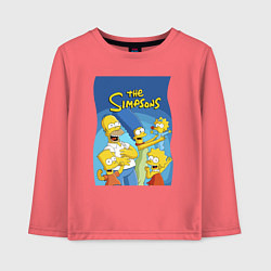 Лонгслив хлопковый детский Семейка Симпсонов - Гомер, Мардж и их отпрыски, цвет: коралловый
