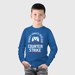 Лонгслив хлопковый детский Counter Strike: пришел, увидел, победил, цвет: синий — фото 2