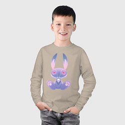 Лонгслив хлопковый детский Кролик синий, цвет: миндальный — фото 2
