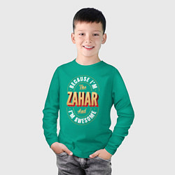 Лонгслив хлопковый детский Because Im the Zahar and Im awesome, цвет: зеленый — фото 2