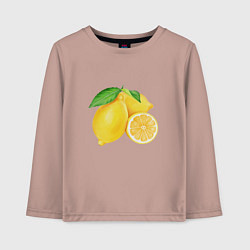 Лонгслив хлопковый детский Сочные лимоны, цвет: пыльно-розовый