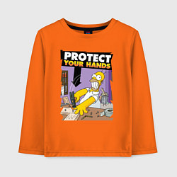 Лонгслив хлопковый детский Гомер, защити свои руки!, цвет: оранжевый