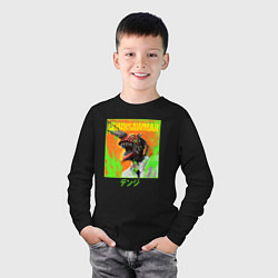 Лонгслив хлопковый детский Дэндзи кислотный арт, цвет: черный — фото 2