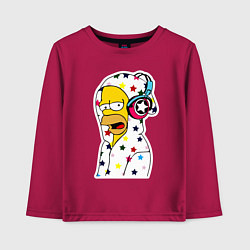 Детский лонгслив Гомер Симпсон в звёздном балахоне и в наушниках