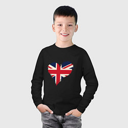 Лонгслив хлопковый детский Сердце - Британия, цвет: черный — фото 2