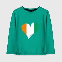 Лонгслив хлопковый детский Сердце - Ирландия, цвет: зеленый