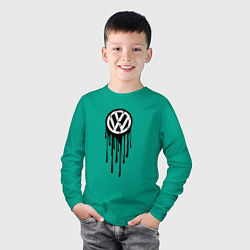 Лонгслив хлопковый детский Volkswagen - art logo, цвет: зеленый — фото 2