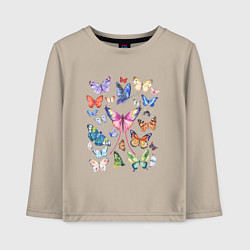 Детский лонгслив Волшебные бабочки акварелью