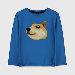 Лонгслив хлопковый детский Объёмный пиксельный пёс Доге внимательно смотрит, цвет: синий