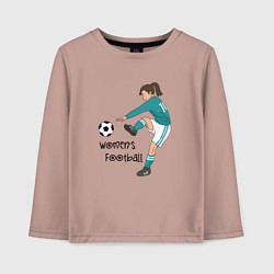 Лонгслив хлопковый детский Womens football, цвет: пыльно-розовый