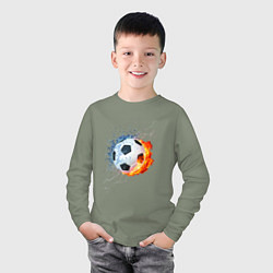 Лонгслив хлопковый детский Футбол - противостояние стихий, цвет: авокадо — фото 2
