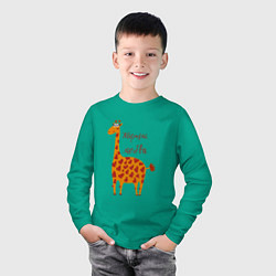 Лонгслив хлопковый детский Жирафик любви, цвет: зеленый — фото 2
