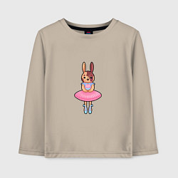 Лонгслив хлопковый детский Зайка-балерина Милый мультяшный персонаж, цвет: миндальный