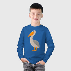 Лонгслив хлопковый детский Пеликан стоит и думает о жизни, цвет: синий — фото 2