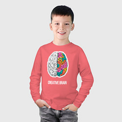 Лонгслив хлопковый детский Creative Brain, цвет: коралловый — фото 2