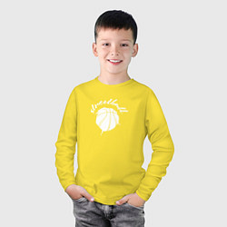 Лонгслив хлопковый детский Streetball lettering, цвет: желтый — фото 2