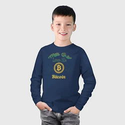 Лонгслив хлопковый детский Loves His Bitcoin, цвет: тёмно-синий — фото 2