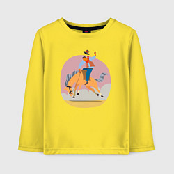 Лонгслив хлопковый детский Наездник на лошадке - Родео, цвет: желтый