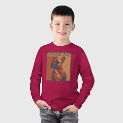 Лонгслив хлопковый детский Дог синдикат, цвет: маджента — фото 2