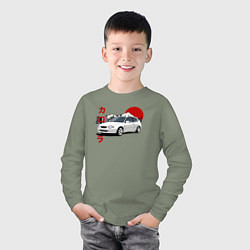 Лонгслив хлопковый детский Toyota Corolla JDM Retro Style, цвет: авокадо — фото 2