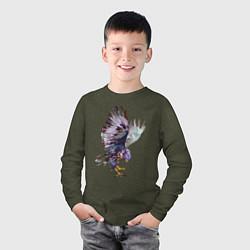 Лонгслив хлопковый детский Сокол - акварель, цвет: меланж-хаки — фото 2
