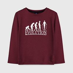 Лонгслив хлопковый детский Эволюция - прыжки со скакалкой, цвет: меланж-бордовый