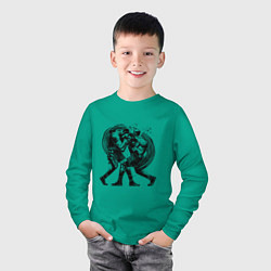 Лонгслив хлопковый детский Бокс, цвет: зеленый — фото 2
