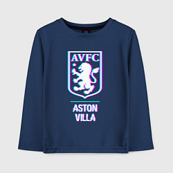 Лонгслив хлопковый детский Aston Villa FC в стиле glitch, цвет: тёмно-синий