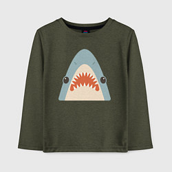 Лонгслив хлопковый детский Милая маленькая акула, цвет: меланж-хаки