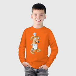 Лонгслив хлопковый детский Собака - повар, цвет: оранжевый — фото 2