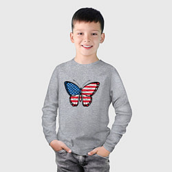 Лонгслив хлопковый детский Бабочка - США, цвет: меланж — фото 2