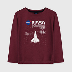 Лонгслив хлопковый детский Nasa ракета, цвет: меланж-бордовый