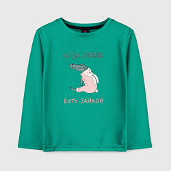 Лонгслив хлопковый детский Крокодил в костюме зайчика, юмор, цвет: зеленый