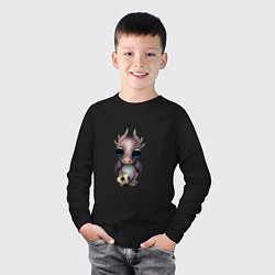 Лонгслив хлопковый детский Футбол - Дракон, цвет: черный — фото 2