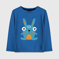 Лонгслив хлопковый детский Смешной круглый заяц, глазастый кролик, цвет: синий