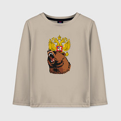 Детский лонгслив Патриотичный медведь на фоне герба