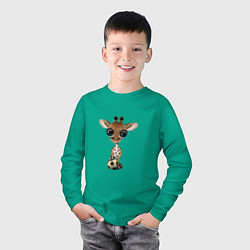 Лонгслив хлопковый детский Футбол - Жирафик, цвет: зеленый — фото 2