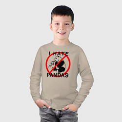 Лонгслив хлопковый детский Я ненавижу панд, цвет: миндальный — фото 2
