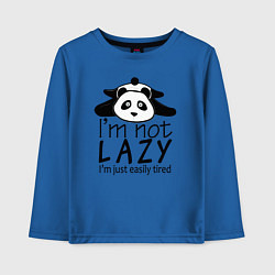 Лонгслив хлопковый детский Я не ленивый я просто быстро устаю - панда, цвет: синий